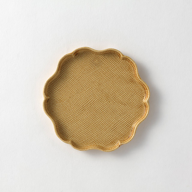 たたら輪花小皿11.5cm 黄色