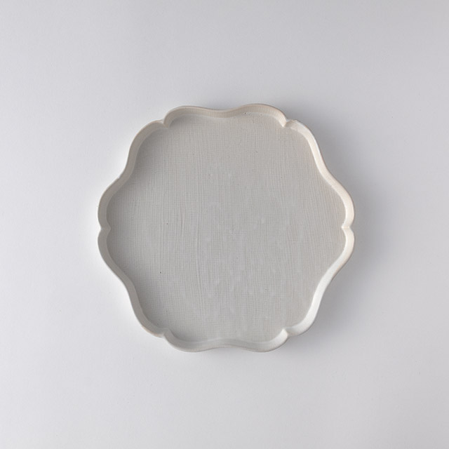 たたら輪花大皿24cm 白