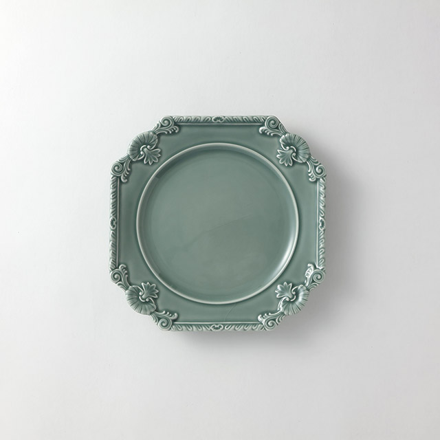 San　スクエアエッチング皿　アースグリーン
