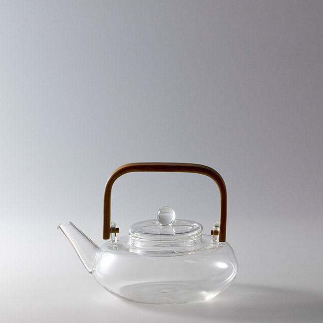 ガラス急須　持ち手バンブー