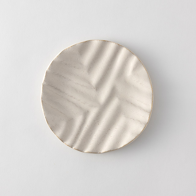 見野大介 波紋丸皿白15cm