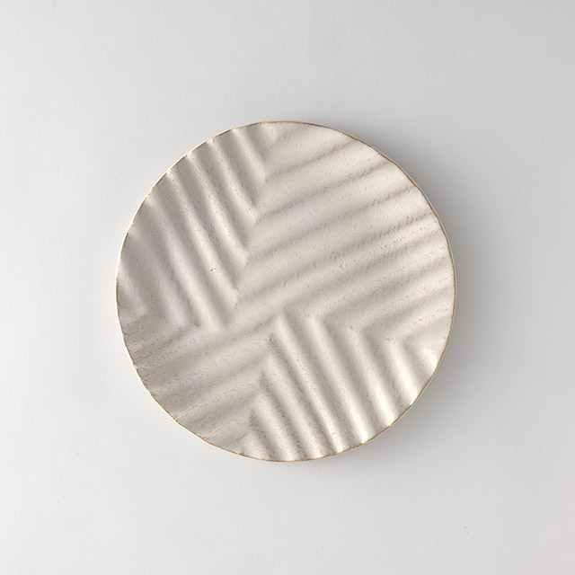 見野大介 波紋丸皿白21cm