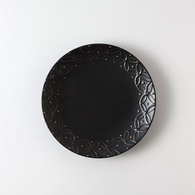 高島慎一 いっちん七宝皿 黒・金
