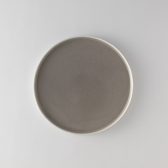 AKS 27cmグレー丸白立ち上り皿