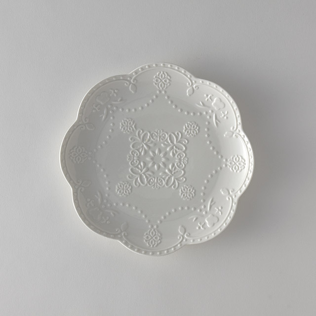 aii　花柄デザートプレート20.5　白