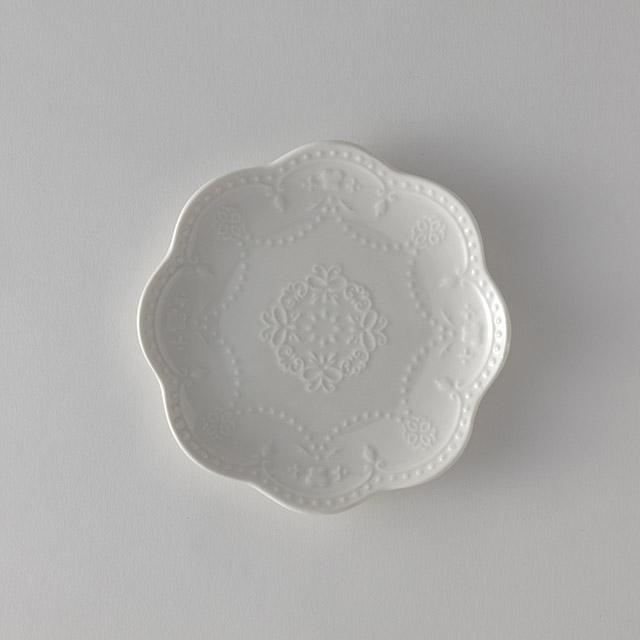 aii　花柄ミニデザートプレート15.5　白
