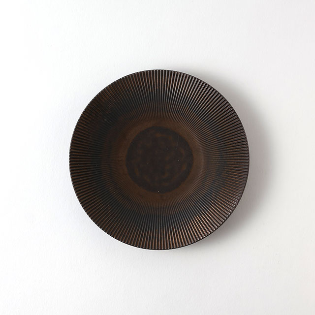 李荘窯　しのぎブロンズ丸皿14.5cm