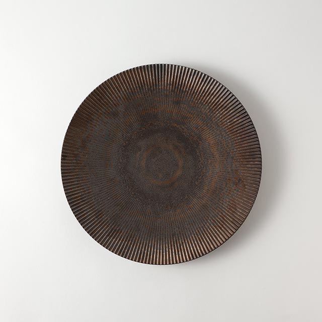 李荘窯 しのぎブロンズ丸皿24cm