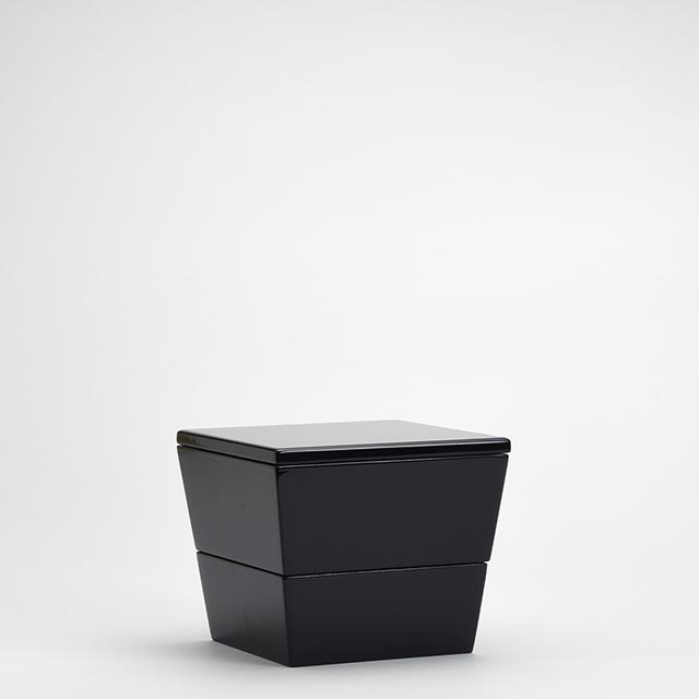台形ミニ二段入重箱 黒