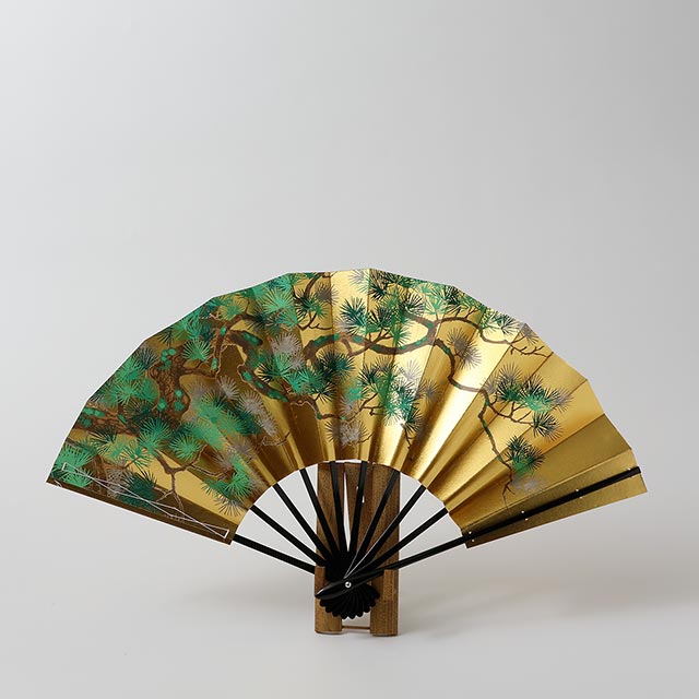 飾扇 金地鶴 金地松