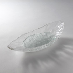 ガラス淡雪小判　中盛皿J　ギンス付