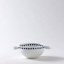 st-010　スープカップ　紺ドット