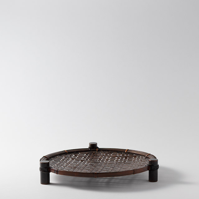 池竹 三つ脚 飴色盛皿 大