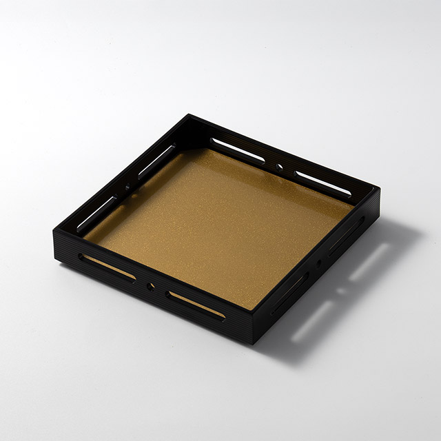 四角皿 金/朱 中敷付き