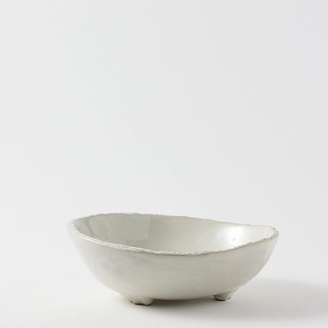 白ハケ変形楕円 深鉢