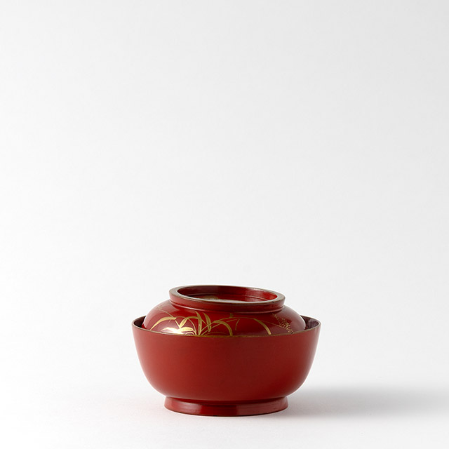 アンティーク鶴 赤漆椀