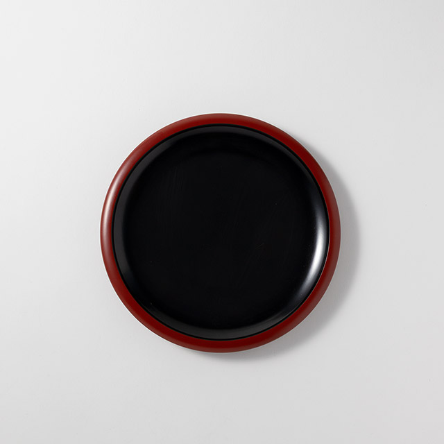 木乾漆皿　22.5cm黒　縁朱