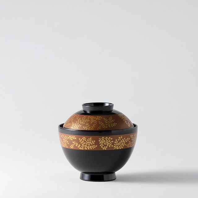 吸物椀　ゴールド葉