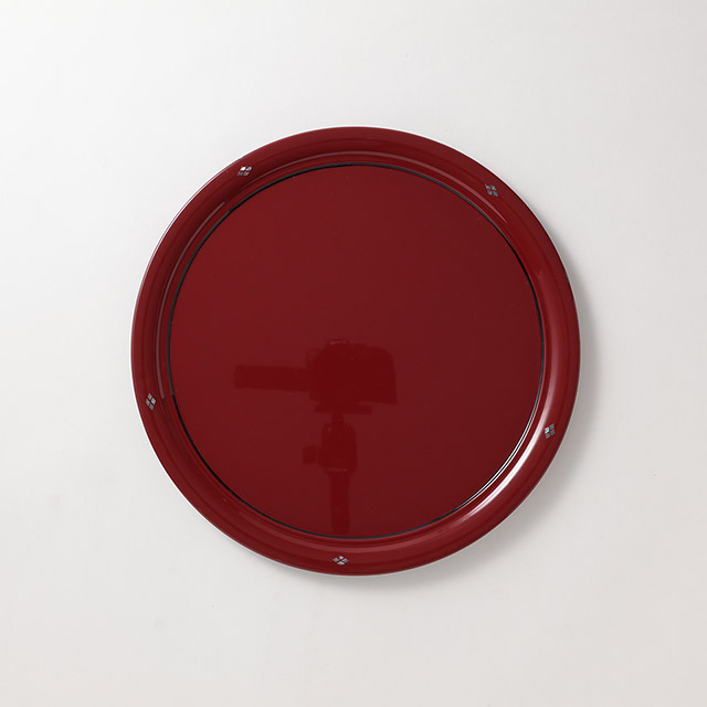 菱見入丸盆　朱（平安）