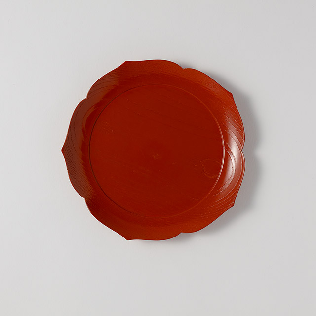 銘々皿　桔梗　洗い朱