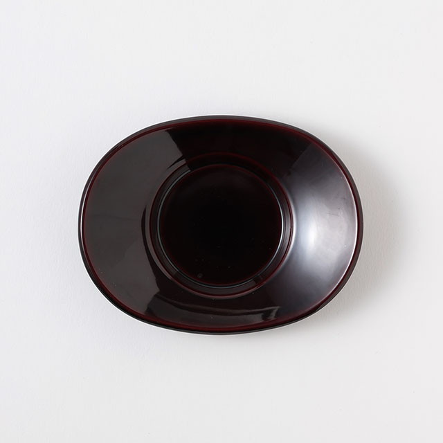 茶托　漆タメ塗り　小判