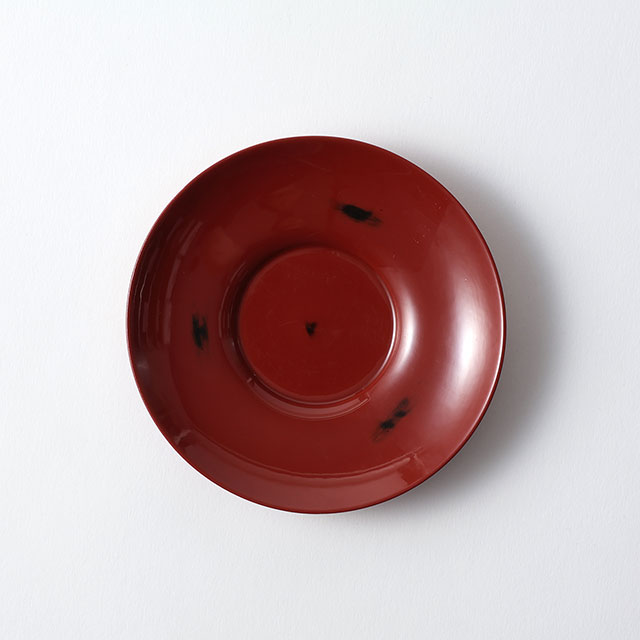 漆　朱色　茶托　根来塗り