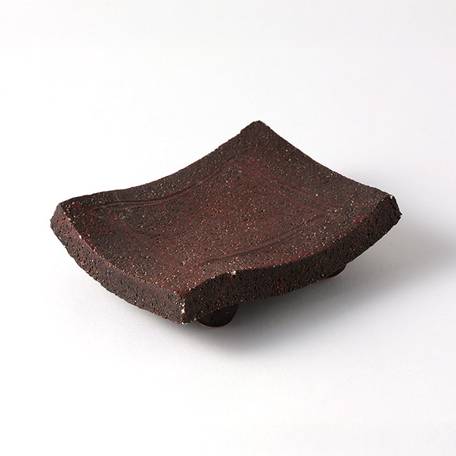 信楽焼 瓦長皿脚付き