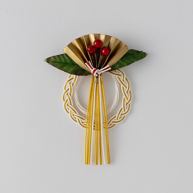 まめ飾り扇リース（白／金）