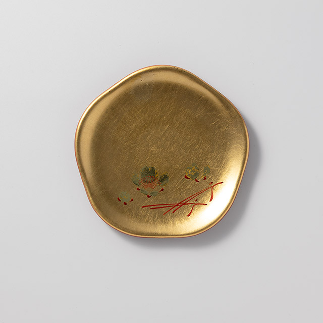 金箔塗り　銘々皿　五角形