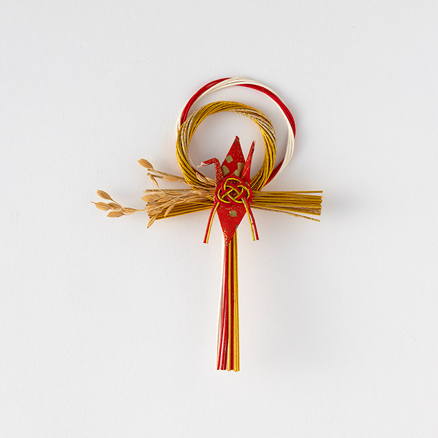 まめ飾り 赤鶴 紅白・金リース