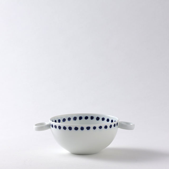 st-010 スープカップ 紺ドット