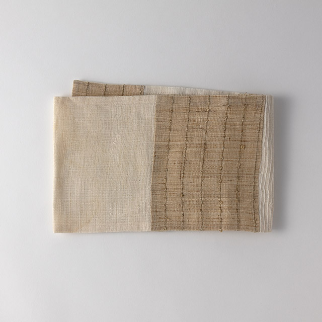 テーブルランナー白／ベージュ　120×19