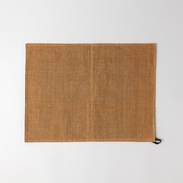 リバーシブルテーブルマット黄/緑 麻