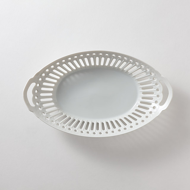 陶レース皿 楕円