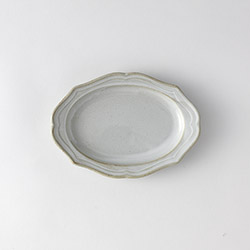 レリーフ縁取りオーバルプレート　白　美濃焼
