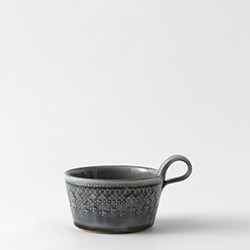 フレンチレース　スープカップ　青緑