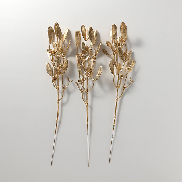 アートフラワー　ゴールドミスルトゥ3本セット