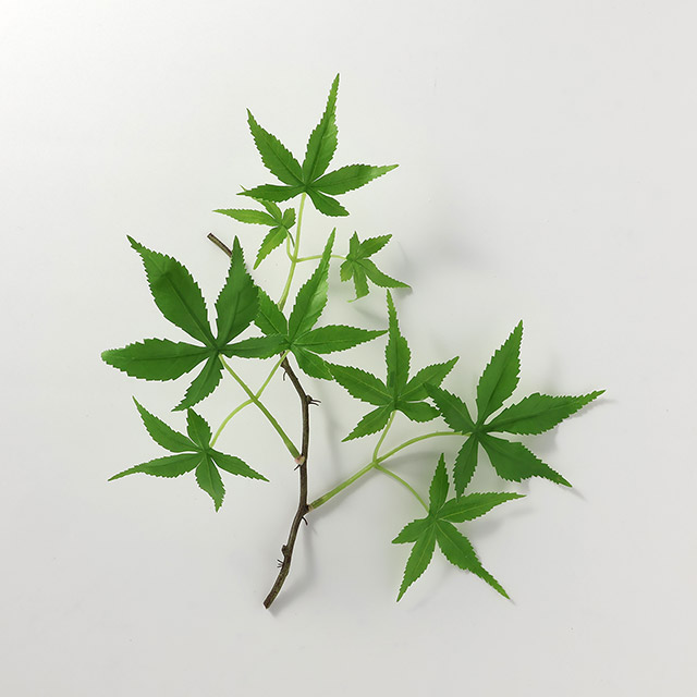 アートフラワー 紅葉(緑)枝 9リーフ
