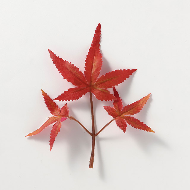 アートフラワー　紅葉（赤）小　3リーフ