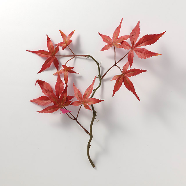 アートフラワー　紅葉（赤）枝　9リーフ