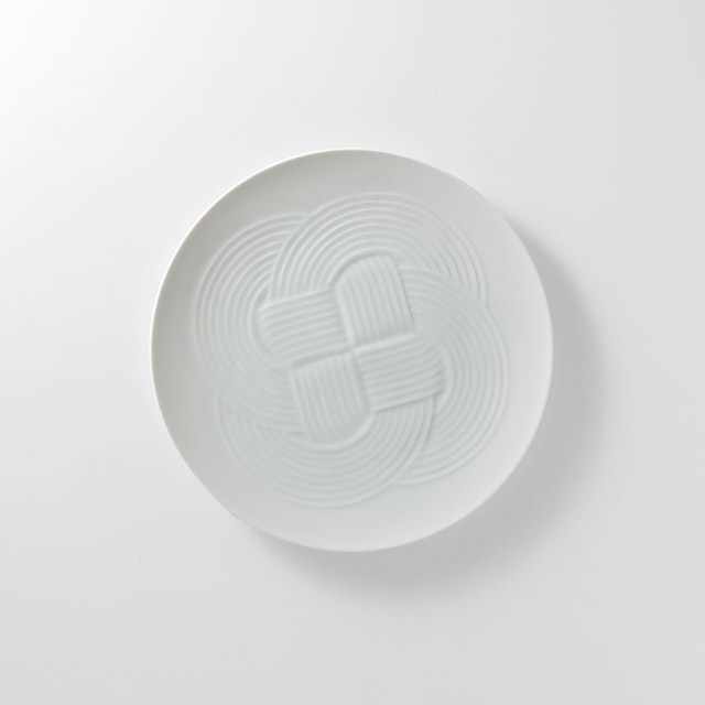 結び和モダン皿(白)25cm