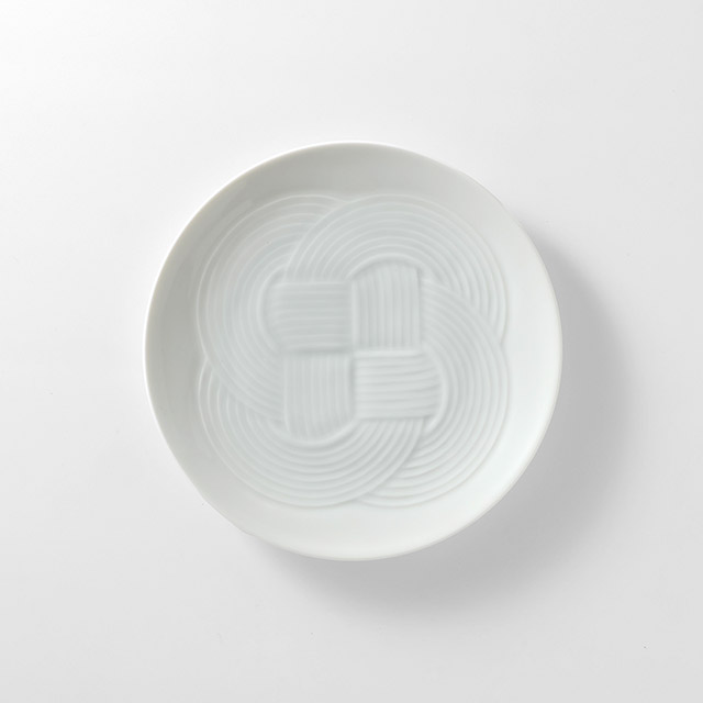 結び和モダン皿(白)19cm
