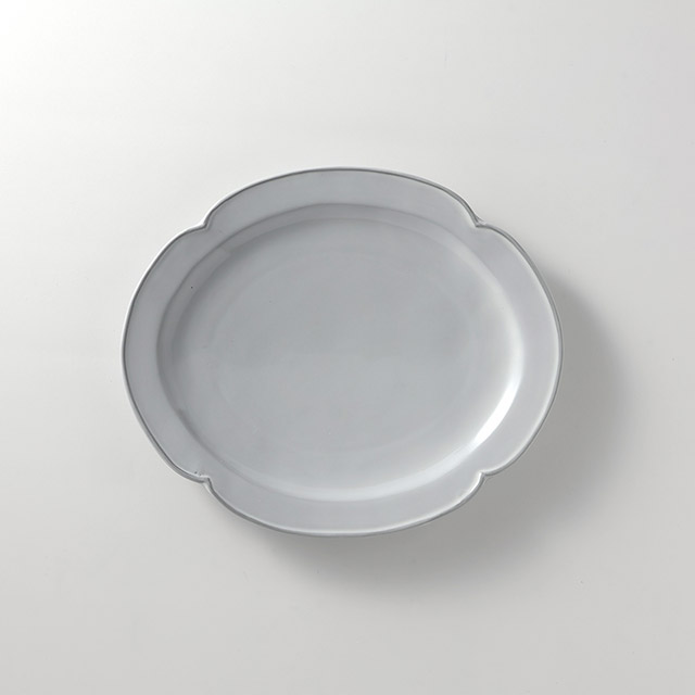 Fleur 楕円プレート グレー L