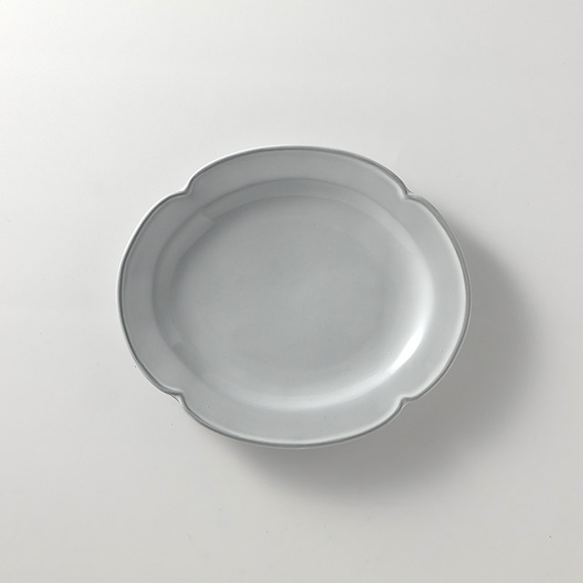 Fleur 楕円プレート グレー M