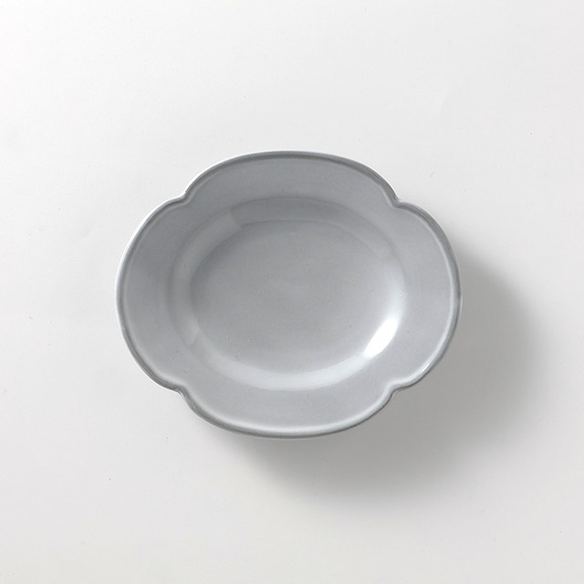 Fleur 楕円プレート グレー S