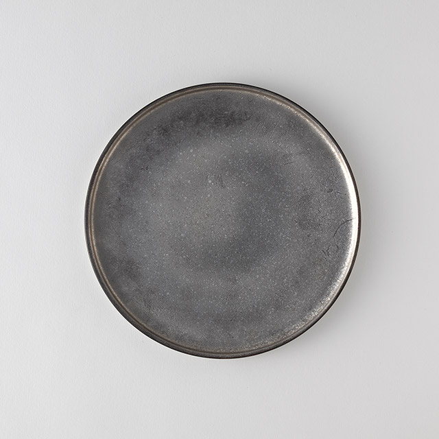 有田焼 晶銀塗り渕付き丸皿 22cm