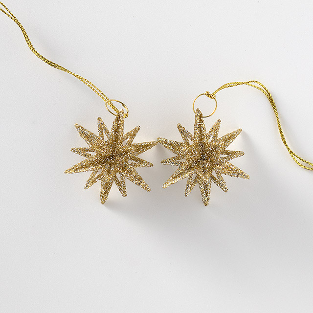 X'masオーナメント グリッター金5cm 2個セット