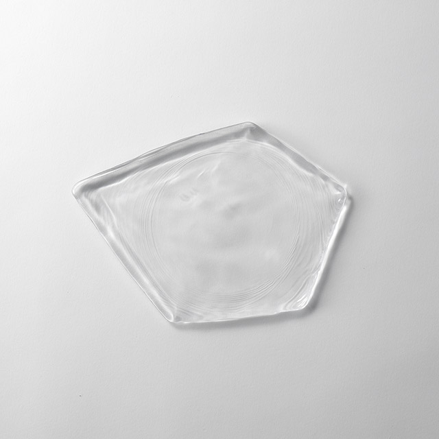 ガラス変形プレート氷紋 クリア L