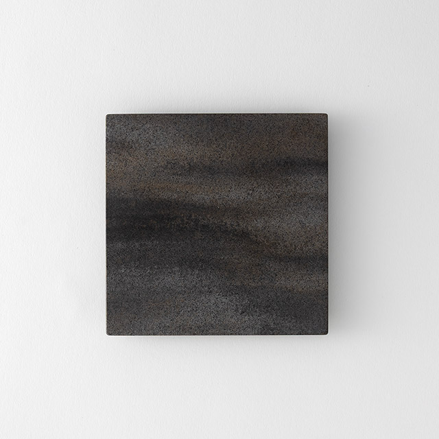 人工大理石正方形皿 チャコールグレー 13.5cm