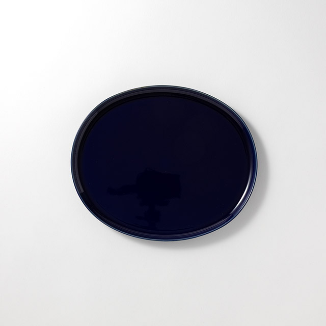 T&Mオーバル皿 紺 25×21